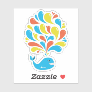 Cute Cartoon Whale Colorful Sticker