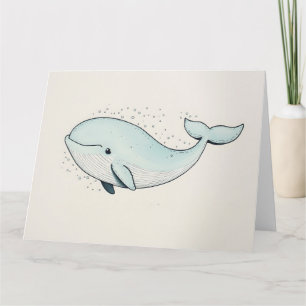 Cute Cartoon Whale Drawing Card