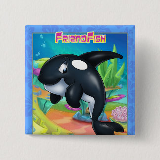 cute cartoon whale on a button