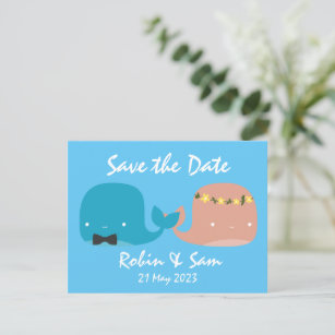 Cute Cartoon Whales Save the Date Invitation Postcard