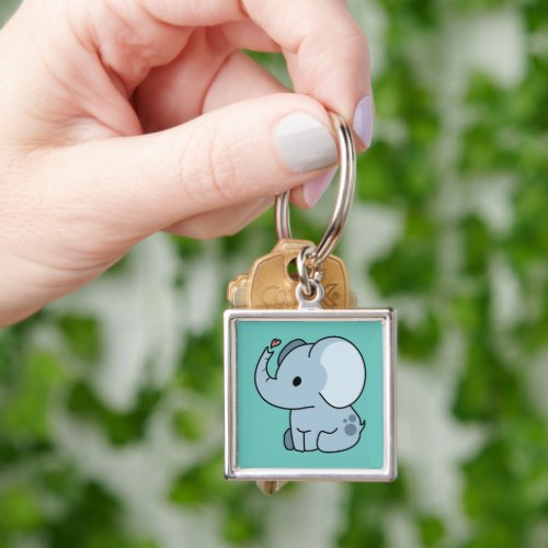 Cute Cartoon Whimsical Elephant Keychain