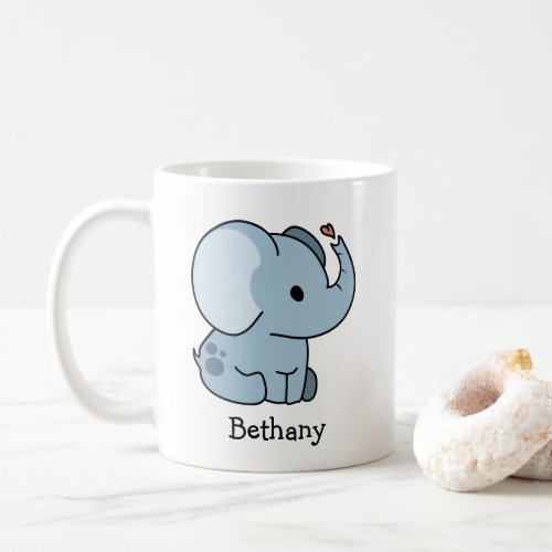 Cute Cartoon Whimsical Elephant Personalized Coffee Mug