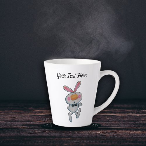 Cute Cartoon White Bunny Bow Tie Thumbs Up Sign Latte Mug