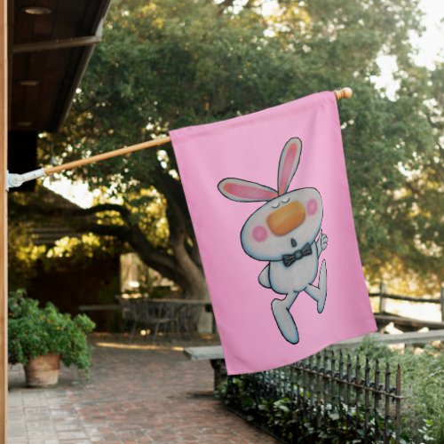 Cute Cartoon White Bunny Thumbs Up Sign Pink