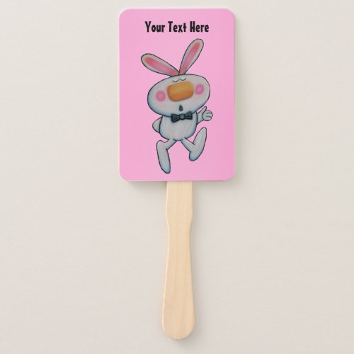 Cute Cartoon White Bunny Thumbs Up Sign Pink Hand Fan