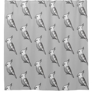 Cute Cartoon Whiteface Cockatiel Bird Pattern Shower Curtain