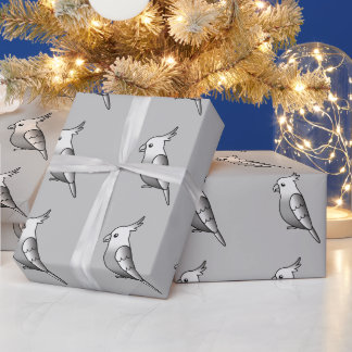 Cute Cartoon Whiteface Cockatiel Parrot Birds Wrapping Paper
