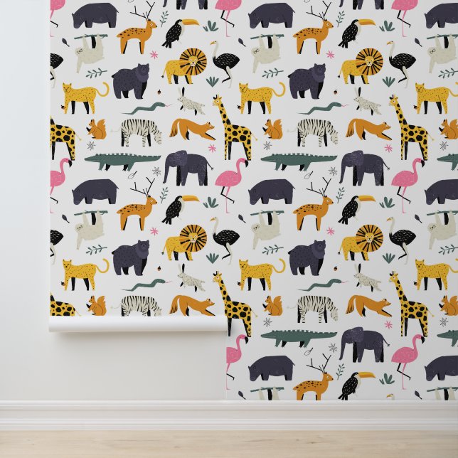 Cute Cartoon Wild Animalas Pattern Wallpaper (Application)