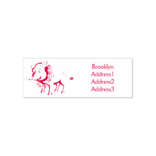 Cute cartoon wild boar and flowers self-inking stamp
