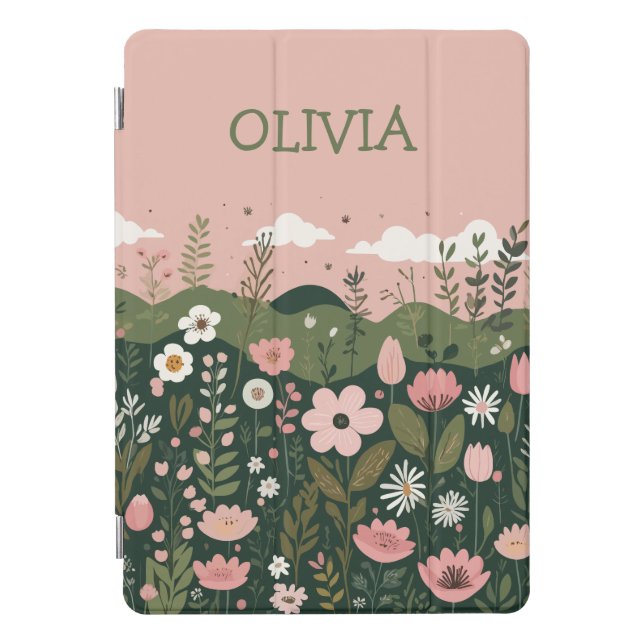 Cute Cartoon Wildflowers Floral Personalized  iPad Pro Cover (Front)
