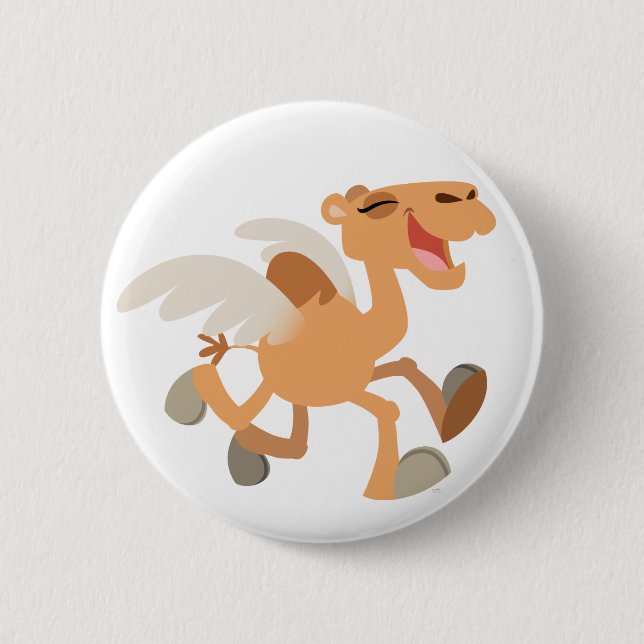 Cute Cartoon Winged-Camel Button Badge (Front)