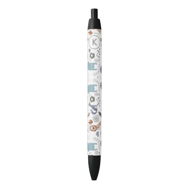 Cute cartoon woodland animals pattern monogram pen (Front Vertical)