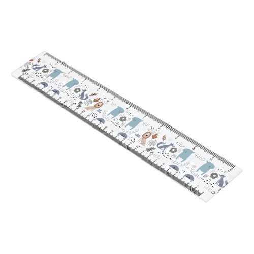 Cute cartoon woodland animals pattern monogram ruler