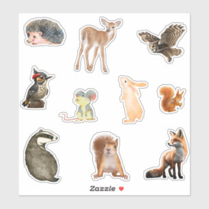 Cute Cartoon Woodland Animals Sticker Pack