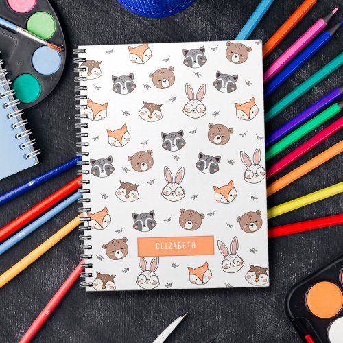 Cute cartoon woodlands animals kids notebook