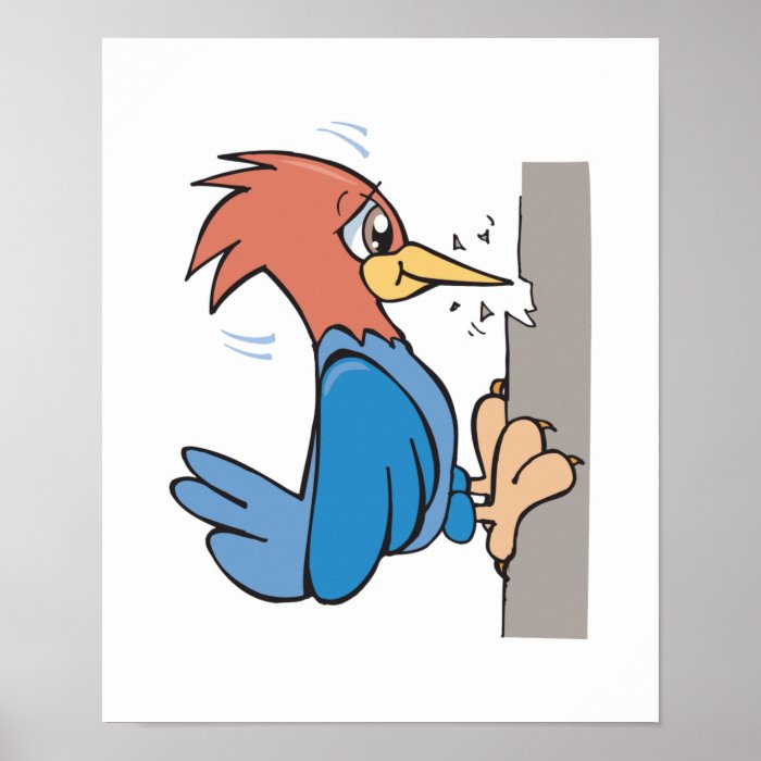 cute cartoon woodpecker print