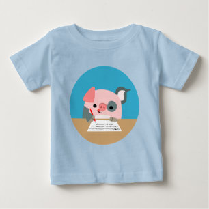 Cute Cartoon Writing Pig Baby Apparel Baby T-Shirt