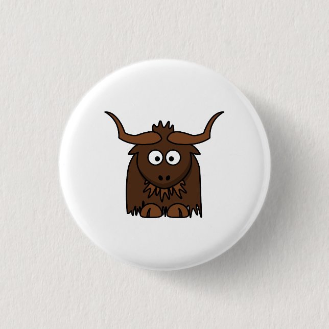 Cute Cartoon Yak Button (Front)