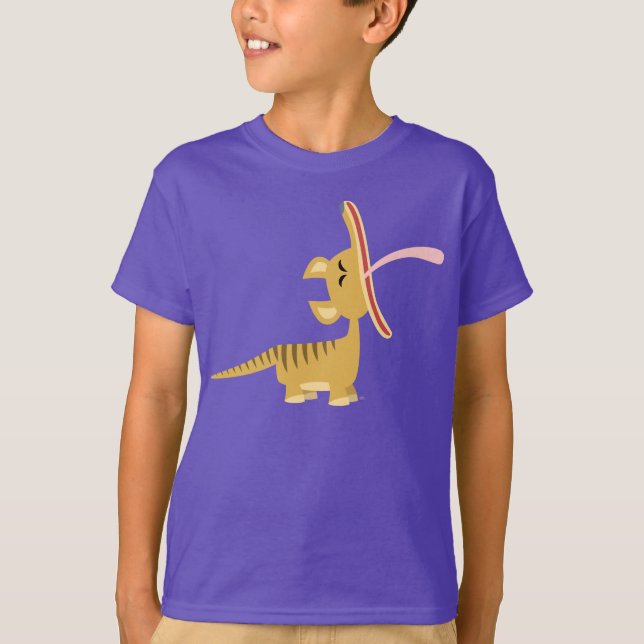 Cute Cartoon Yawning Thylacine Kids T-Shirt (Front)