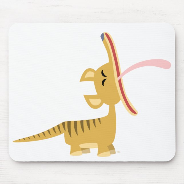 Cute Cartoon Yawning Thylacine Mousepad (Front)