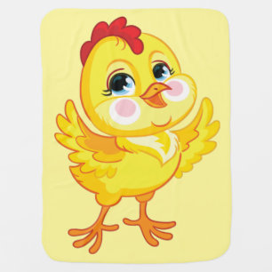Cute cartoon yellow chicken baby blanket
