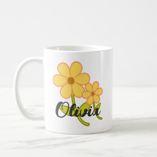Cute Cartoon Yellow Flower Personalized Girly  Coffee Mug