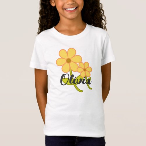 Cute Cartoon Yellow Flower Personalized Girly  T_Shirt