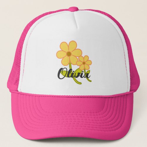 Cute Cartoon Yellow Flower Personalized Girly  Trucker Hat