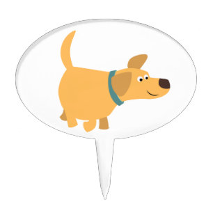 Cute Cartoon Yellow Labrador Cake Pick