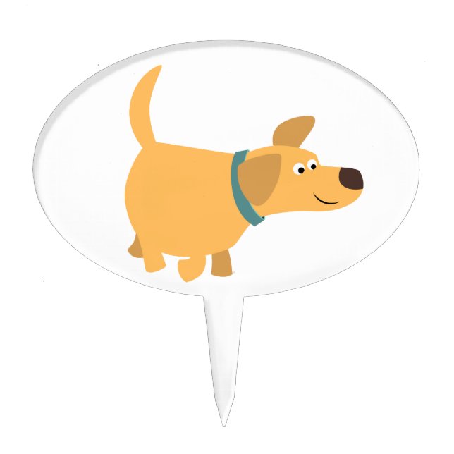 Cute Cartoon Yellow Labrador Cake Pick (Front)