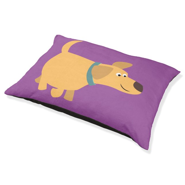 Cute Cartoon Yellow Labrador Dog Bed (Angled)