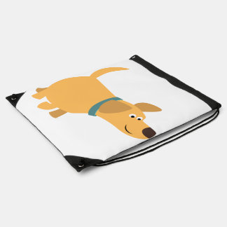 Cute Cartoon Yellow Labrador Drawstring Back Pack Bag