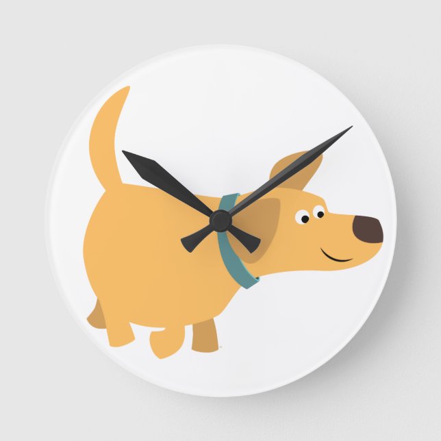 Cute Cartoon Yellow Labrador Wall Clock (Front)