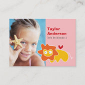 Cute Cartoon Yellow Lion Photo Kid's Play Date Calling Card (Front)
