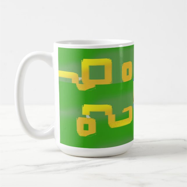 Cute Cartoon Yellow Squares Green  Coffee Mug (Left)