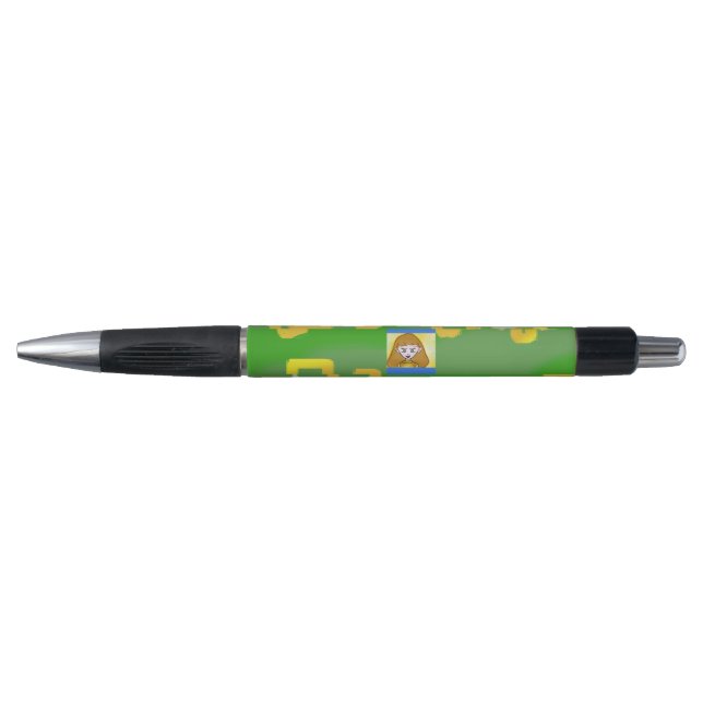 Cute Cartoon Yellow Squares Green  Pen (Front)