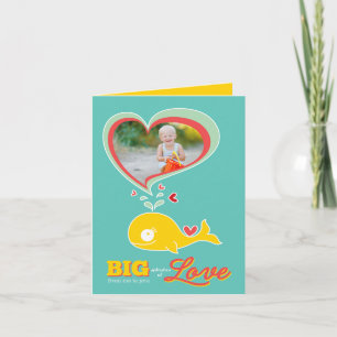 Cute Cartoon Yellow Whale Kid Valentine Photo Card