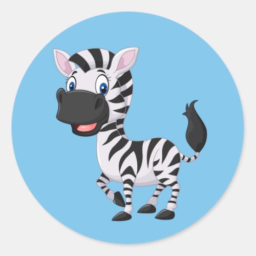 Cute cartoon Zebra background Classic Round Sticker
