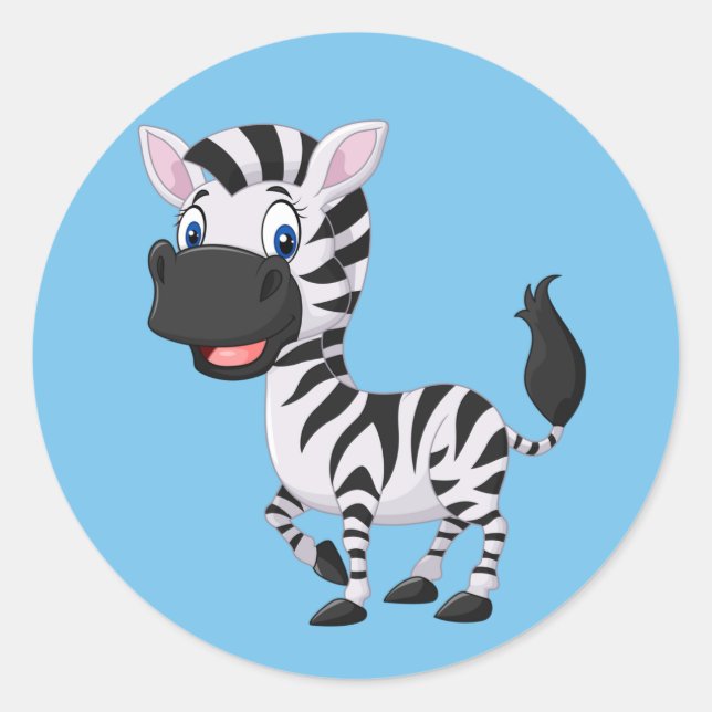 Cute cartoon Zebra background Classic Round Sticker (Front)