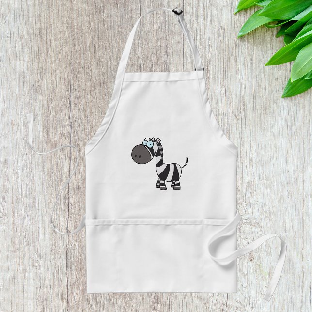 Cute Cartoon Zebra Funny Animal Character Adult Apron (Creator Uploaded)