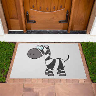 Cute Cartoon Zebra Funny Animal Character Doormat