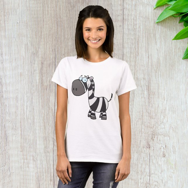 Cute Cartoon Zebra Funny Animal Character T-Shirt (Creator Uploaded)