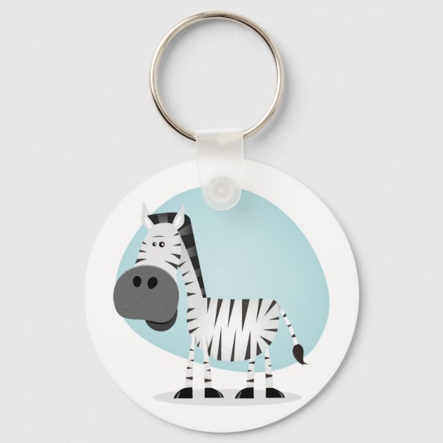 Cute Cartoon Zebra Keychain (Front)