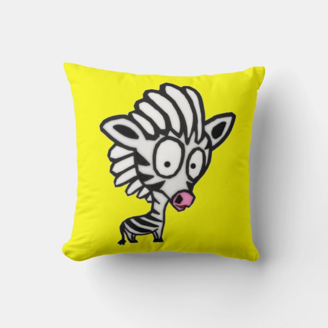 Cute Cartoon Zebra Throw Pillow (Front)