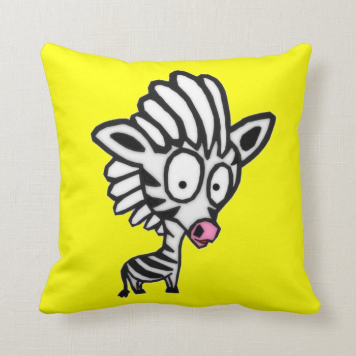Cute Cartoon Zebra Throw Pillows