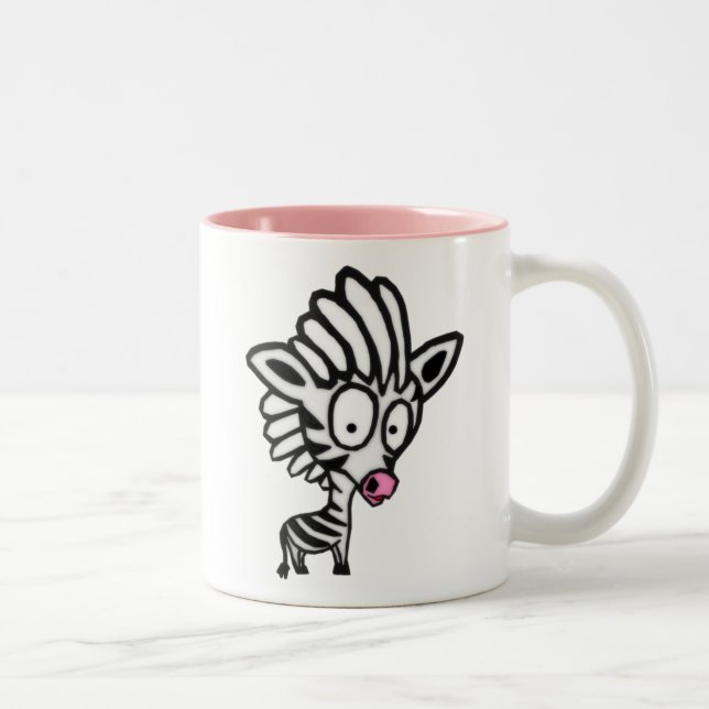 Cute Cartoon Zebra Two-Tone Coffee Mug (Right)
