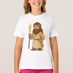 Cute Cartoon Zeus – Greek Mythology God of Thunder T-Shirt