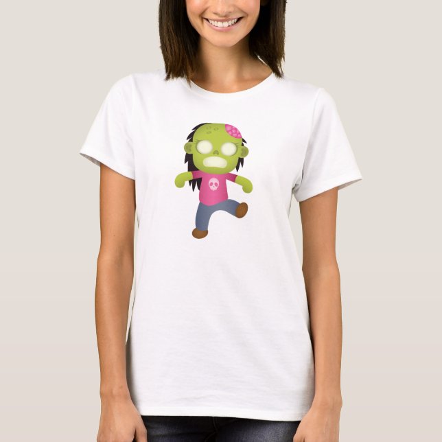 Cute Cartoon Zombie Girl T-Shirt (Front)