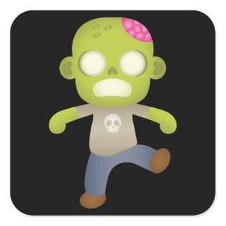 Cute Cartoon Zombie Square Sticker