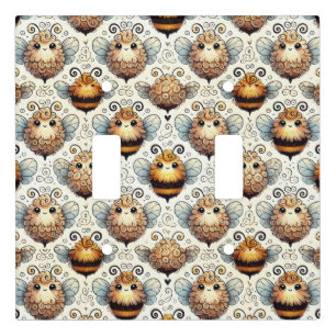 Cute, cartoonish bee light switch cover